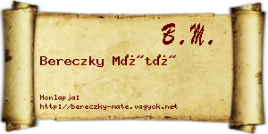 Bereczky Máté névjegykártya