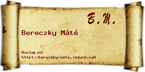 Bereczky Máté névjegykártya